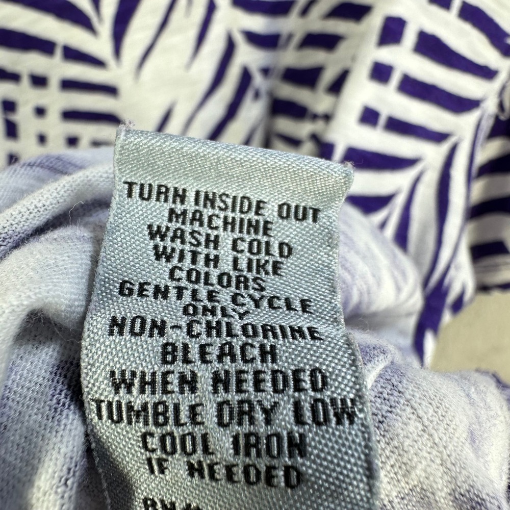 Catherines Womens 2X Purple White‎ Palm Leaf Print Cotton Scoop Neck T-Shirt Top - Picture 4 of 8